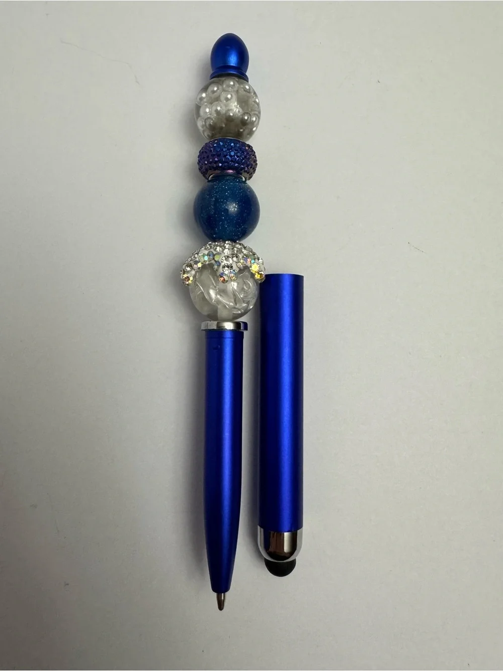 Beaded Blue Decorative Pen and Stylus Set